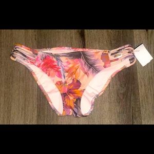 Shade & Shore Strappy Pink Floral Bikini Bottoms